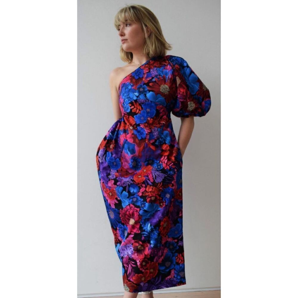 Kika Vargas Floral Print One Shoulder Dress NWT Size XS